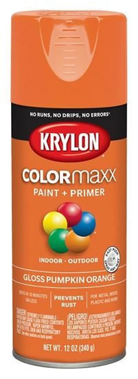 Krylon K05532007 Enamel Spray Paint, Gloss, Pumpkin Orange, 12 oz, Can