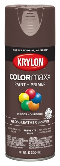 Krylon K05527007 Enamel Spray Paint, Gloss, Leather Brown, 12 oz, Can