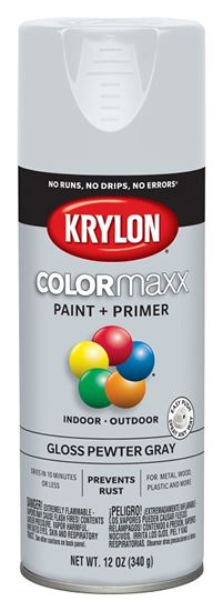 Krylon K05531007 Enamel Spray Paint, Gloss, Pewter Gray, 12 oz, Can