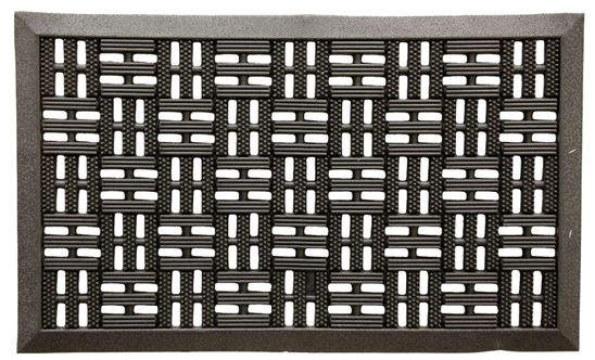 Fanmats 58780 Boot/Shoe Scraper Mat, 30 in L, 18 in W, Bacova Trellis Pattern, Rubber Surface, Black