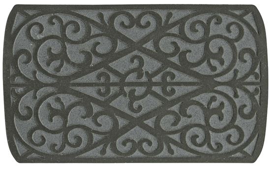 Fanmats 58785 Floor Mat, 30 in L, 18 in W, Scroll Pattern, Rubber Surface, Gray