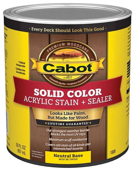 Cabot 1800 Series 140.0001806.005 Decking Stain, Low-Luster, Neutral Base, Liquid, 1 qt, Can