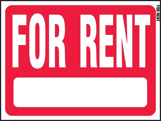 Hy-Ko RS-603 Real Estate Sign, Rectangular, FOR RENT, White Legend, Red Background, Plastic, Pack of 5