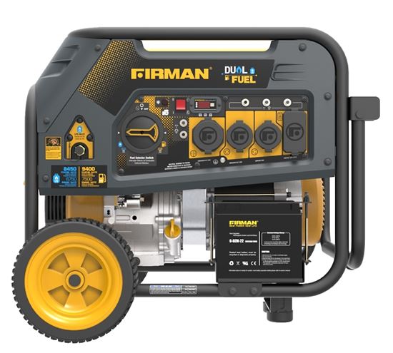 Firman Hybrid H07552 Portable Generator, 50 A, 120/240 VAC, Gasoline, LPG, 8 gal Tank, 12 hr Run Time