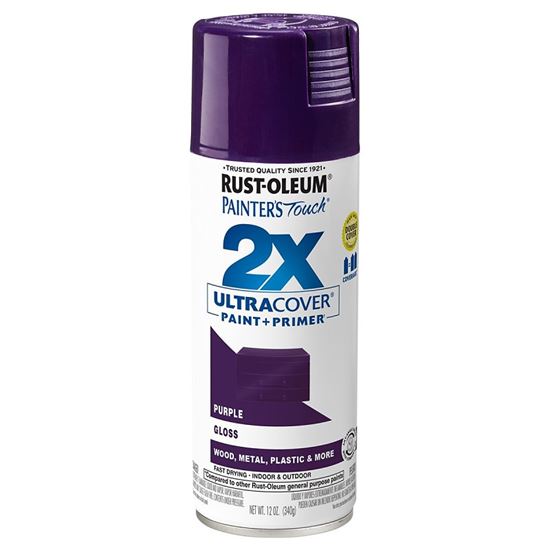 Rust-Oleum Painter's Touch 2X Ultra Cover 334042 Spray Paint, Gloss, Purple, 12 oz, Aerosol Can