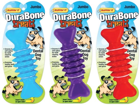 Ruffin'It 80602 Dog Toy, Jumbo, Durabone, Blue/Purple/Red