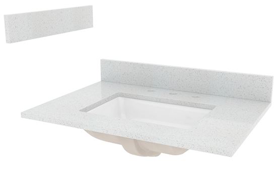 Craft + Main STE31228SWR Vanity Top, 31 in OAL, 22 in OAW, Stone/Vitreous China, Silver Crystal White, Undermount Sink