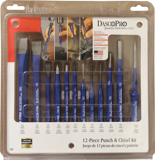 Dasco Pro 88 Punch and Chisel Kit, 12-Piece, Steel