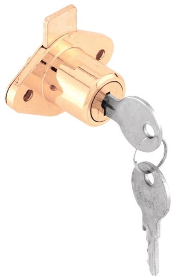 Defender Security U 9947 Drawer and Cabinet Lock, Keyed Lock, Y13 Yale Keyway, Brass
