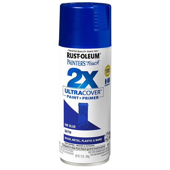 Rust-Oleum Painter's Touch 2X Ultra Cover 334093 Spray Paint, Satin, Ink Blue, 12 oz, Aerosol Can