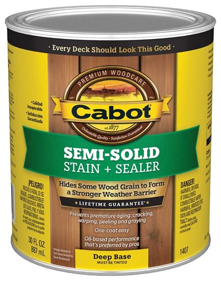 Cabot 1400 Series 140.0001407.005 Exterior Stain, Semi-Solid, Deep Base, Liquid, 1 qt