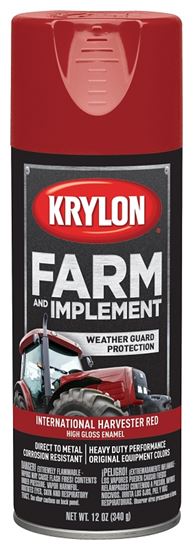 Krylon K01933000 Farm Equipment Spray, High-Gloss, International Harvester Red, 12 oz, Pack of 6