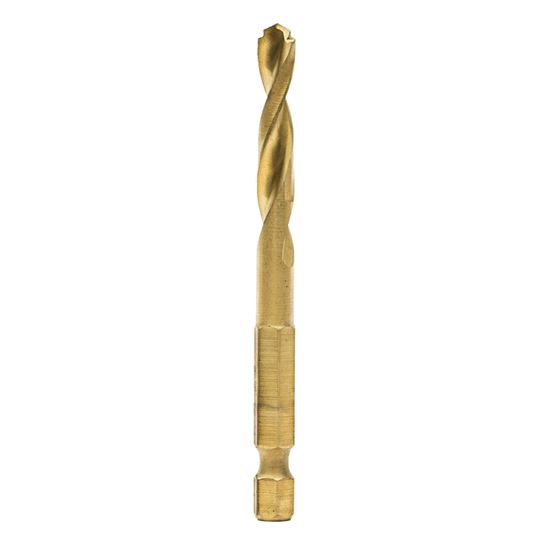 DeWALT DD5116 Impact Drill Bit, 1/4 in Dia, 3-3/16 in OAL, Spiral Flute, 1/4 in Dia Shank, Hex Shank