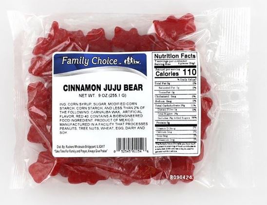 Family Choice 1154 Juju Bear Candy, Cinnamon Flavor, 11.5 oz, Pack of 12