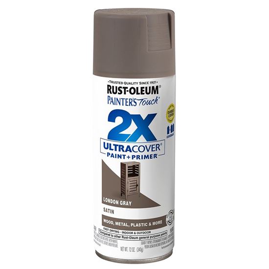 Rust-Oleum Painter's Touch 2X Ultra Cover 346953 Spray Paint, Satin, London Gray, 12 oz, Aerosol Can