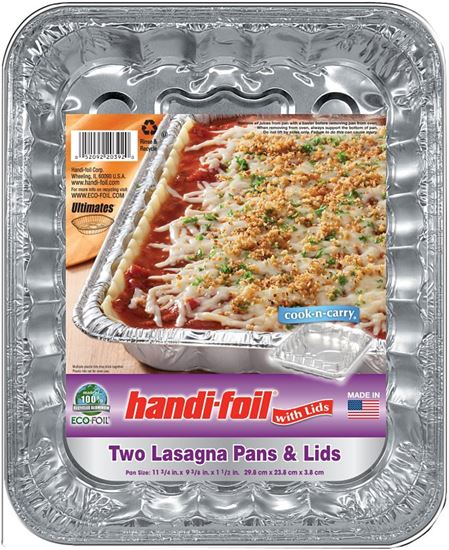 Handi-Foil Cook-n-Carry 20392-10 Lasagna Pan with Plastic Lid, 11-3/4 in OAL, Aluminum, Pack of 10