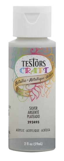 Testors 292495A Craft Paint, Silver, 2 oz, Bottle