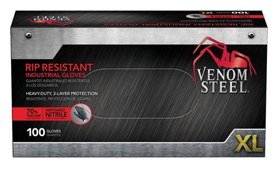 Venom Steel VEN6144N Disposable Gloves, XL, Nitrile, Powder-Free, Black, 9-1/2 in L