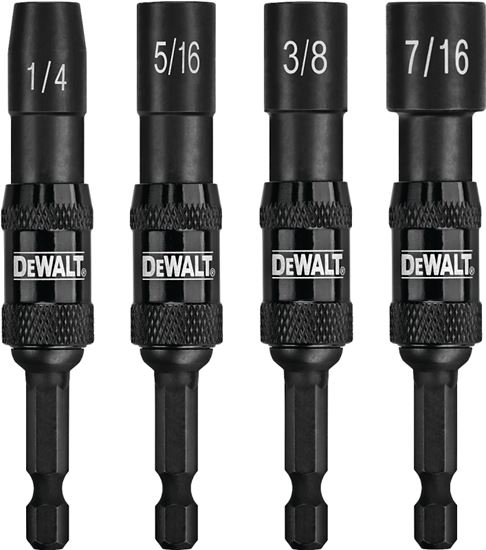 DeWALT DWPVTDRV Nut Driver Set, 4-Piece, Pivoting, Steel, Magnesium Phosphate