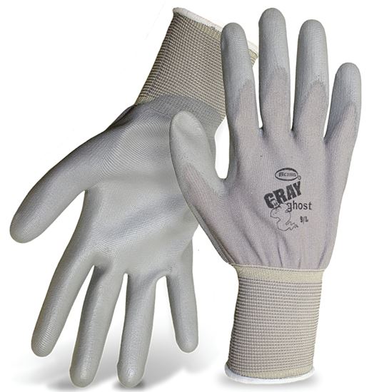 Boss Gray Ghost Series 3000M Gloves, M, Knit Wrist Cuff, Polyurethane Coating, PVC Glove, Gray