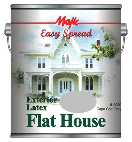 Majic Paints 8-2029-1 Exterior House Paint, Flat, Cape Cod Gray, 1 gal Pail, Pack of 4