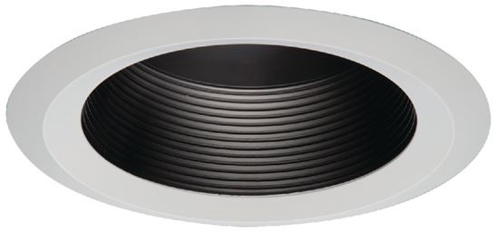 HALO 6125BB Baffle Trim, 6 in Dia Recessed Can, Metal Body, Black/White