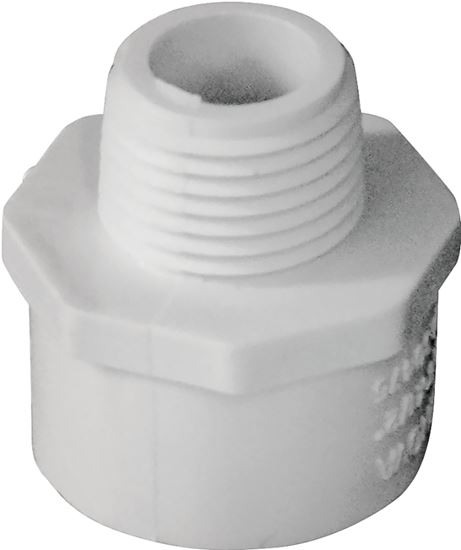 IPEX 435614 Reducing Pipe Adapter, 3/4 x 1/2 in, Slip x MPT, PVC, White, SCH 40 Schedule, 480 psi Pressure