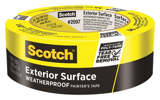 ScotchBlue 2097-36EC-XS Painter's Tape, 45 yd L, 1.41 in W, Poly Backing, Yellow