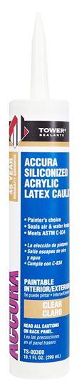 Tower Sealants ACCURA TS-00300 Silicone Caulk, Clear, 7 to 14 days Curing, 40 to 140 deg F, 10.1 fl-oz Tube, Pack of 12