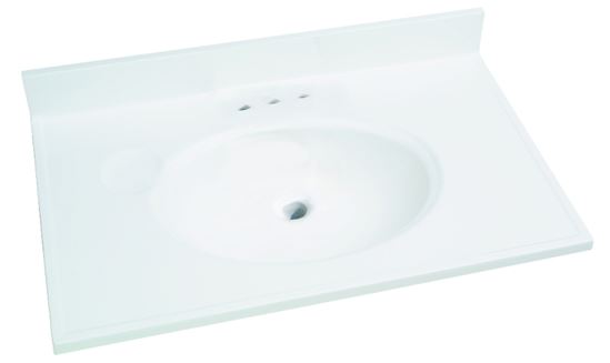 Foremost WS-1931 Vanity Top, 31 in OAL, 19 in OAW, Marble, Solid White, Countertop Edge