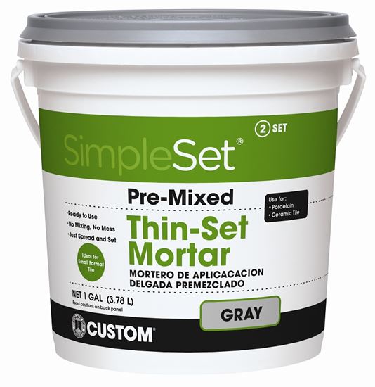 Custom CTTSG1-2 Thin-Set Mortar, Gray, Paste, 1 gal, Pail, Pack of 2