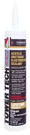 Tower Sealants Tower Tech2 TS-00130 Acrylic Urethane Sealant, Translucent, 7 to 14 days Curing, 10.1 fl-oz Cartridge, Pack of 12