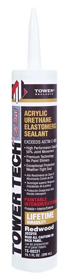 Tower Sealants TOWER TECH2 TS-00231 Elastomeric Sealant, Redwood, 7 to 14 days Curing, 40 to 140 deg F, 10.1 fl-oz Tube, Pack of 12