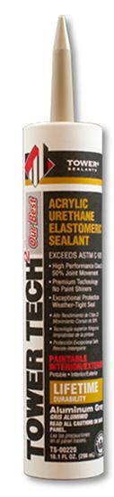 Tower Sealants Tower Tech2 TS-00220 Sealant, Aluminum Gray, 60 min Curing, -40 to 180 deg F, 10.1 fl-oz Cartridge, Pack of 12