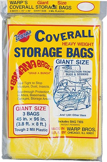 Wrap's Banana Bags CB-45 Storage Bag, Giant, Plastic, Yellow, 45 in L, 96 in W, 2 mil Thick