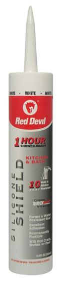 Red Devil 1 hr Shower 0816KB Sealant, White, 24 hr Curing, 10 to 100 deg F, 9 fl-oz Cartridge