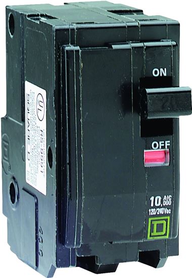 Square D QO QO240CP Circuit Breaker, Mini, 40 A, 2 -Pole, 120/240 VAC, 48 VDC, Flush Mounting, Black