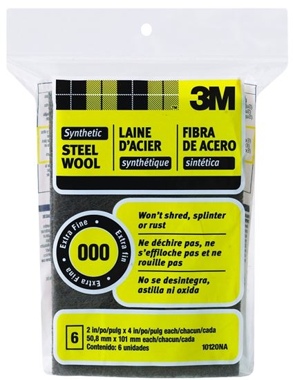 3M 10120NA Wool Pad, 4 in L, 2 in W, 000 Grit, Very Fine