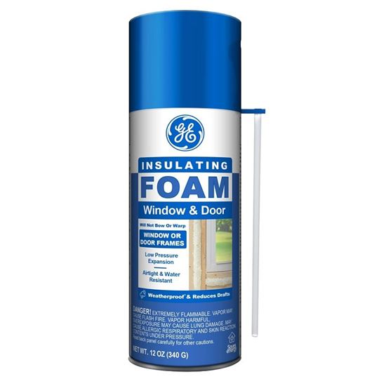 GE 2744170 Window & Door Foam, Pale Yellow, 24 hr Functional Cure, 12 fl-oz Aerosol Can, Pack of 6