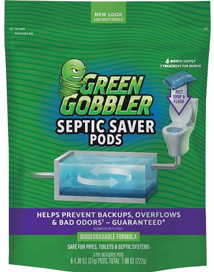 Green Gobbler G0017A6 Septic Saver Enzyme Pac, Powder, Tan, 12.77 oz