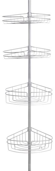 Kenney KN61519 Tension Pole Caddy, 5 to 9 ft OAL, 4-Shelf, Metal, Satin Nickel