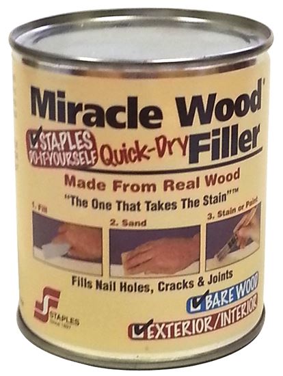 Staples Miracle Wood 903 Wood Filler, Putty, Strong Solvent, Natural, 1 lb