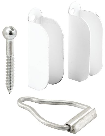 Make-2-Fit PL 8103 Top Hanger and Bottom Latch, Aluminum, Painted, White, For: 3/8 in Screen Frame