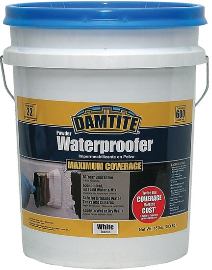 Damtite 01451 Powder Waterproofer, White, Powder, 45 lb Pail