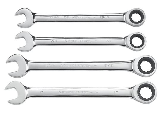 GearWrench 9309D Wrench Set, 4-Piece, Steel, Polished Chrome, Specifications: SAE Measurement