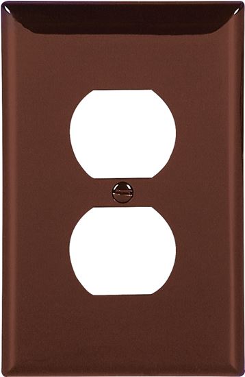 Eaton Wiring Devices 5132B-BOX Receptacle Wallplate, 4-1/2 in L, 2-3/4 in W, 1 -Gang, Nylon, Brown, High-Gloss, Pack of 15