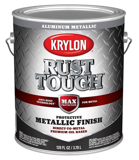 Krylon Rust Tough K09742008 Enamel Paint, Metallic Aluminum, 1 gal, 400 sq-ft/gal Coverage Area, Pack of 4