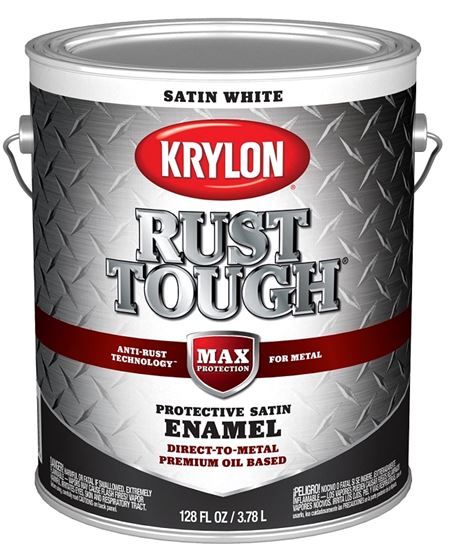 Krylon Rust Tough K09732008 Rust Preventative Paint, Satin, White, 1 gal, 400 sq-ft/gal Coverage Area, Pack of 4