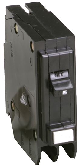 Eaton BRP115GF Circuit Breaker, GFCI, Plug-In, 15 A, 1-Pole, 120/240 VAC, Trip-To-Center Trip, Plug