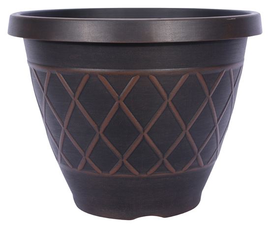 Southern Patio HDR-054832 Planter, 13 in H, Round, Resin, Brown